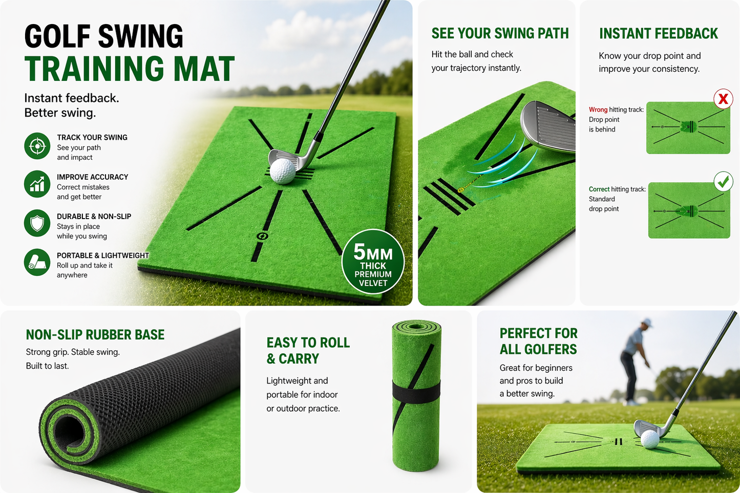 Golf Swing Practice Training Mat